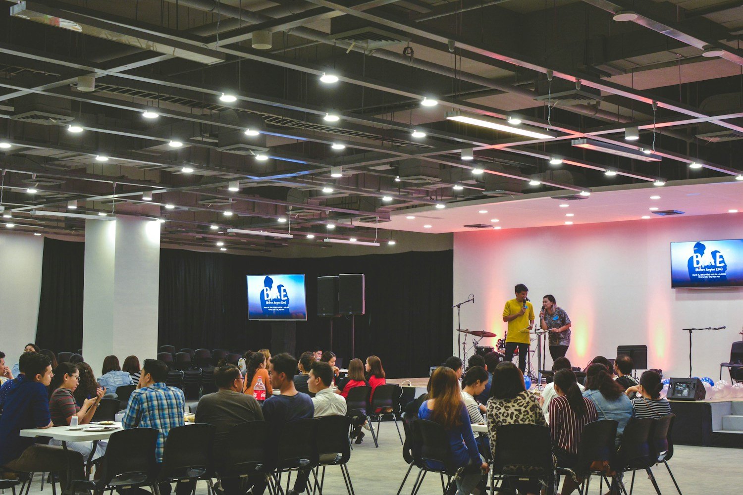 Students gathered in a campus learning space during a student event